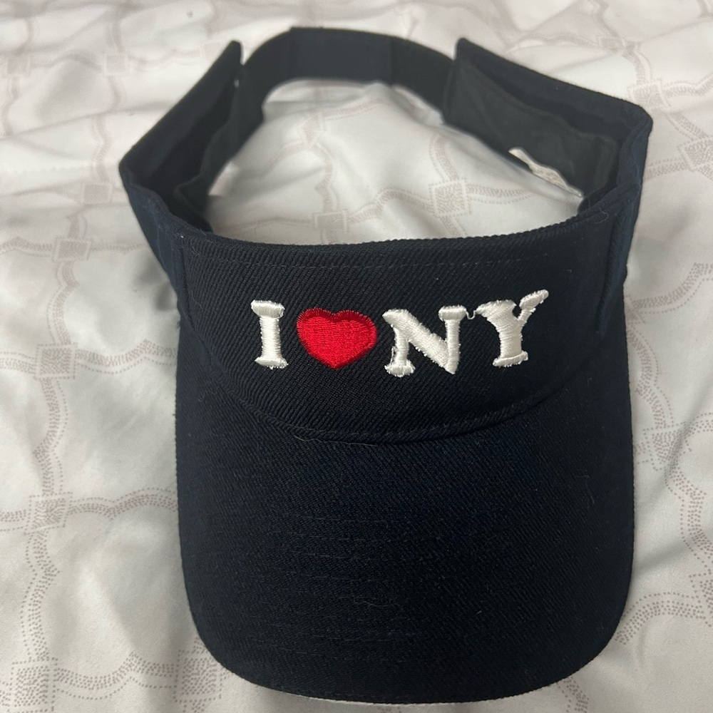 Black Visor with Red I Heart NY